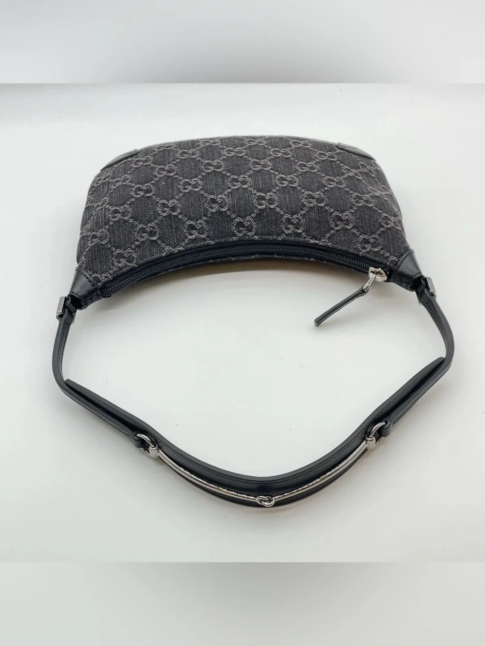 GUCCI Horsebit Slim Small Shoulder Shoulder Bag GG black denim - Picture 3 of 16